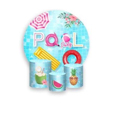 Imagem de Painel De Festa Redondo 1,50x1,50  Trio De Capas Cilindro Pool Party P