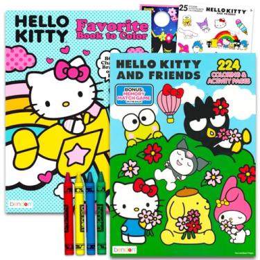 Imagem de SANRIO Hello Kitty and Friends Conjunto jumbo de livros de colorir – Pacote de livros de atividades com My Melody, Kuromi, Keroppi, More Plus, giz de cera | Conjunto de colorir Hello Kitty para