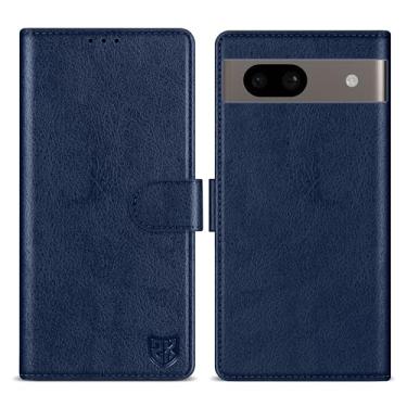Imagem de ZZXX Capa carteira para Google Pixel 8A com [bloqueio RFID] compartimento para cartão, fecho magnético com suporte, capa protetora de couro dobrável para celular Pixel 8A (azul - 15,5 cm)