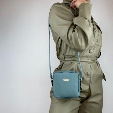 Imagem de Bolsa recuo em couro legítimo b.1058, Azul caribe