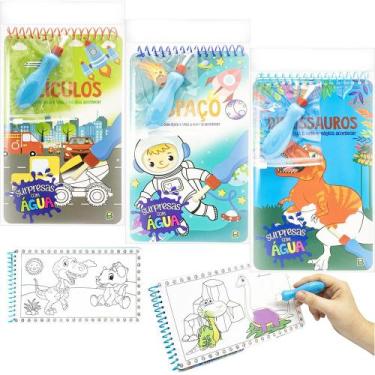 Imagem de Kit 3 Livros Para Meninos Coleção Aquabook Pintar Com Água Reutilizáve