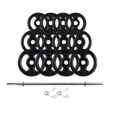 Imagem de Kit Anilhas Ferro Fundido 40 Kg + Barra 120m + Presilhas - CIUZE