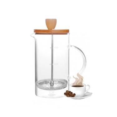 Imagem de Cafeteira Prensa Francesa 600ml – Jarra em Vidro Borossilicato Resistente ao Calor com Tampa de Bambu e Filtro Inox – Ideal para Café, Chá e Infusões – Design Elegante e Funcional