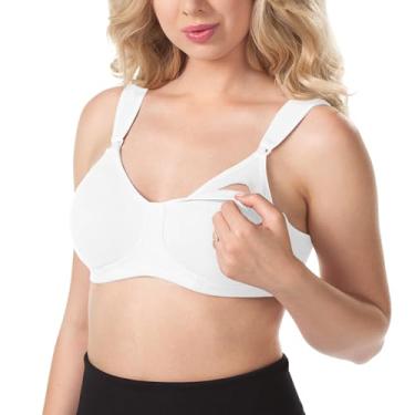 Imagem de Leading Lady Sutiã esportivo sem fio para amamentação, Branco brilhante, 36B