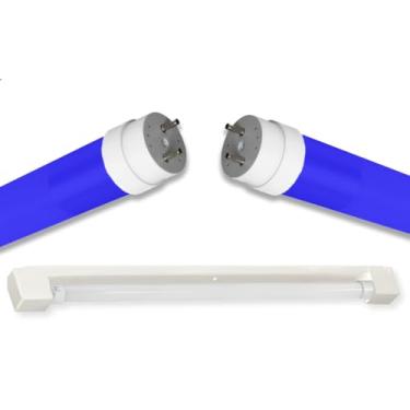 Imagem de Kit Calha Sobrepor Tubular Led 1,2m Branco + Lâmpada Colorida 20w Azul