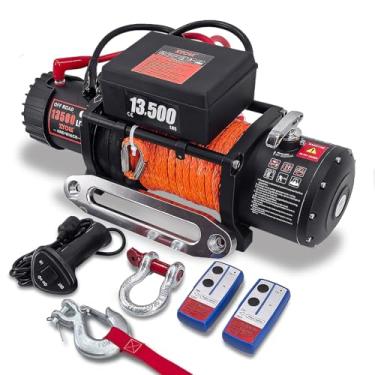 Imagem de XYCLE Guincho Elétrico À Prova D'Água Winch13500Lbs 12V, Corda Sintética, Reboque Para Barco, Trailer, Suv, Tração Nas Quatro Rodas, Veículo Off-Road Com Controle Remoto 3/8 (Laranja Escuro)