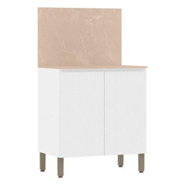 Imagem de Balcão 2 Portas 80 Cm Art 6018 Com Tampo E Painel Branco ártico – Kits Paraná