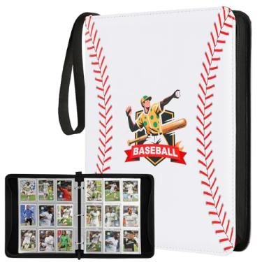 Imagem de Baseball Trading Card Binder 9 Pocket, Premium Zip Trading Card Binder, Waterproof 720 Double Sided Pocket PU Collection Binder, Card Album for YuGiOh, MTG, TCG, Game Cards & Sports Cards (White 1)