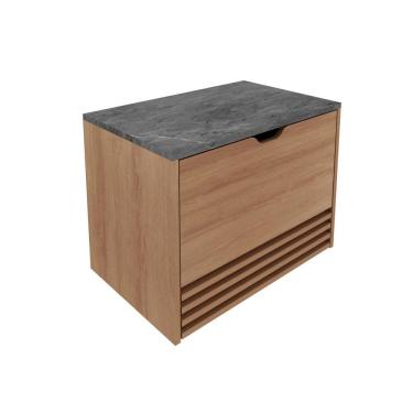 Imagem de Balcão Gabinete Suspenso 60cm com 1 Porta e 1 Gaveta BN3613 Amêndoa/Mármore Lunar - Tecno