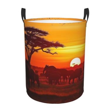 Imagem de Cesto de roupa suja com animais africanos, dobrável, impermeável, cesto de armazenamento de roupas com alças, pano Oxford, organizador de brinquedos, cesta para banheiro, lavanderia, quarto, médio