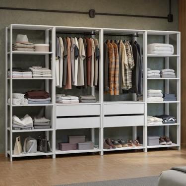 Imagem de Guarda-roupa Closet Modulado 4 Gavetas 258 cm Branco Valencia Madesa 01