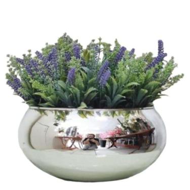Imagem de Arranjo No Vaso Prata Gold Flores Realistas Lavanda Lilás - La Caza St