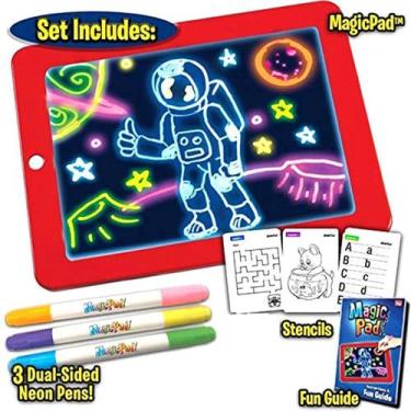 Imagem de Lousa Magica Tablet Magic Led Canetinhas Coloridas Neon 3d - toys