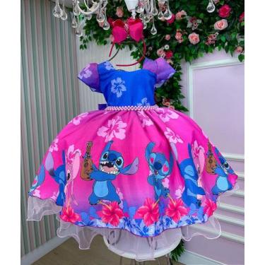 Imagem de Vestido Infantil Stitch e Lilo Temáticos - Fabuloso Ateliê, 10, Azul e