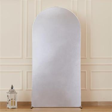 Imagem de Capa de fundo de arco de topo redondo, capas de suporte de arco de dupla face para decoração de festa de aniversário de chá de bebê e banquete (prata, 1,8 m)