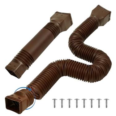 Imagem de 2 peças de extensões de calha de chuva, extensor de calha flexível, extensor de drenagem de bico para baixo, conector de tubo de drenagem de água da chuva - design telescópico de 40 a 139 cm, sem