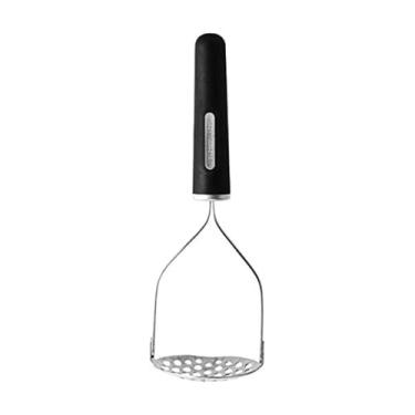 Imagem de Farberware Amassador de batata profissional macio cabeça côncava resistente com ponta plana para facilitar o descanso de aço inoxidável, 25 cm, preto