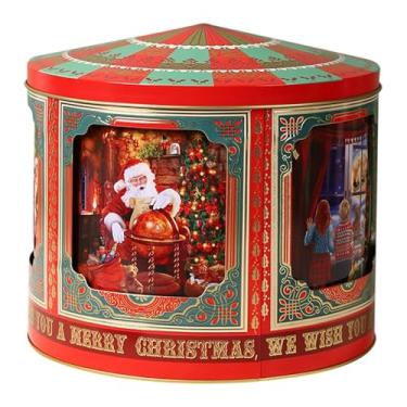 Imagem de ＫＬＫＣＭＳ Caixa de armazenamento de música natalina, organizador de doces, decoração de Natal, multiuso, decoração de mesa, recipiente durável, Casa de Natal