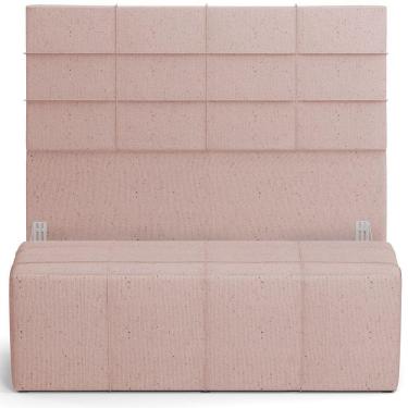 Imagem de Kit Cabeceira Cama Box Casal 140cm com Calçadeira Roma W01 Linho Rosê - Lyam