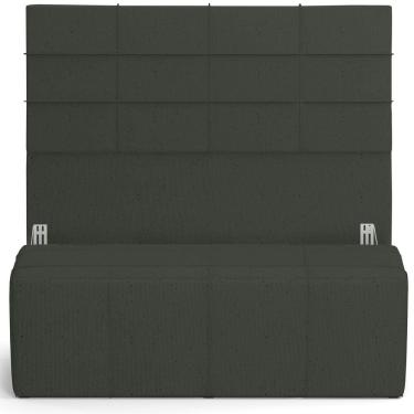 Imagem de Kit Cabeceira Cama Box Casal 140cm com Calçadeira Roma W01 Linho Verde Musgo - Lyam