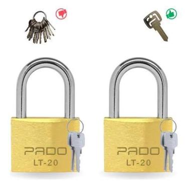 Imagem de Kit 2 Cadeados Pado Lt-20mm Latão S1 Segredos Iguais