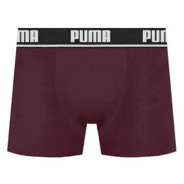 Imagem de Cueca Boxer Puma Cotton Masculina, Bordô, M