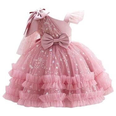 Imagem de Vestido Tutu de tule OBEEII para bebês e meninas, rosa empoeirado, 3-4