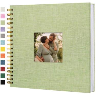 Imagem de Álbum de fotos: capa de linho Hiwhy, 25x25cm, 80 páginas, verde