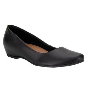 Imagem de Sapato Scarpin Feminino Usaflex Couro Anabela AC0910 Joanete Preto, 38