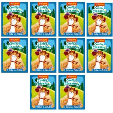 Imagem de Kit 10 Mini Livros Infantis, Conto Clássico O Gato de Botas