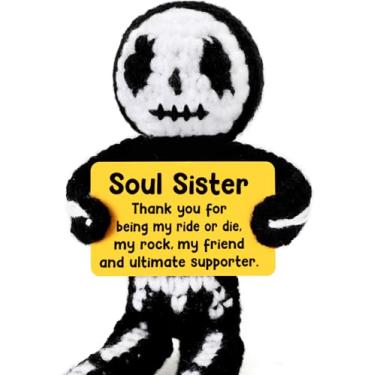 Imagem de Hweijm Birthday Gift for Soul Sister Skeleton Crochet Friendship Present, Best Friend BFF Keepsake for Women Girls, Unique Appreciation Gift for Special Occasion, Farewell or Friendship Memory