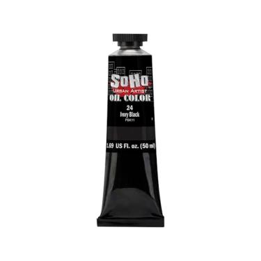 Imagem de Soho Urban Artist Tinta a óleo - preto marfim, tubo de 50 ml - Cores a óleo mais valiosas para pintura, excelente carga de pigmento