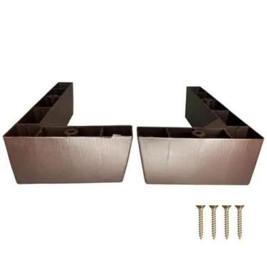 Imagem de Pes Para Sofa Tipo Cantoneira Marrom Kit 08 Pes com Parafusos - Fenix 