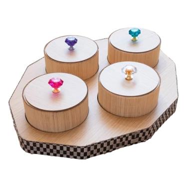 Imagem de Ioensy Prato organizador de frutas secas, pote de biscoitos, tigelas de doces, prato multifuncional para servir lanches, bandeja de sobremesas para