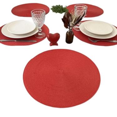 Imagem de Conjunto americano 4 ou 6 peças talheres bandeja mesa redonda cozinha jantar prato(KIT 4 VERMELHO)