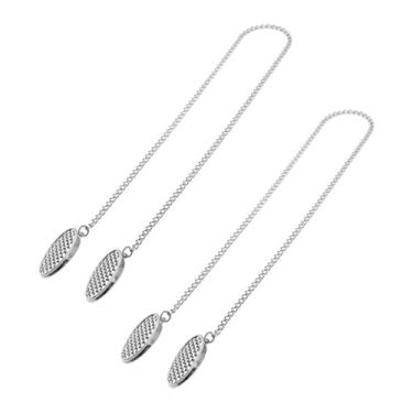 Imagem de Fenteer 2 peças prendedores de toalha de babador cordão alça de pescoço com correntes prendedores de guardanapo para salão, Prata