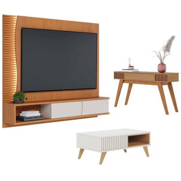 Imagem de Home Suspenso Egeu Freijó Off White Com Mesa De Centro Jeri Off White Freijó E Aparador Riviera Freijó – Colibri