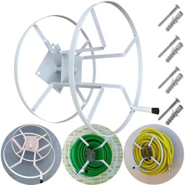 Imagem de Fm Ditribuidora Enrolador De Mangueira Giratório Metal 30 Metros Branca