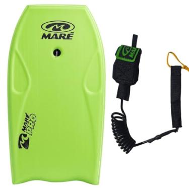 Imagem de Kit Prancha Bodyboard Semi Profissional Maré Pro 39' e Fundo Rigido com Leash Maré (Verde)
