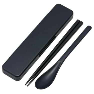 Imagem de Skater CCS3SASS-A Conjunto combo de pauzinhos e colher para smartphone, 7,1 polegadas (18 cm), silencioso, seguro para lava-louças, preto, feito no Japão