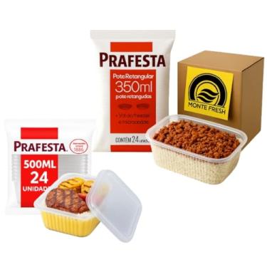 Imagem de Monte Fresh Potes Retangulares de Plástico, 350ml, Transparente, Tampa de Pressão, Próprio para Micro-ondas, 10 Unidades, para Armazenamento de Alimentos