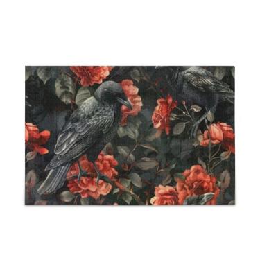 Imagem de WELLDAY Quebra-cabeça pássaros corvos em rosas 1000 peças grande jogo de arte para adultos adolescentes
