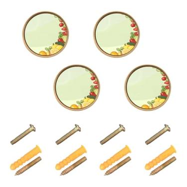 Imagem de Burbuja Maçanetas de armário de cozinha de frutas e legumes, pacote com 4, puxadores redondos de 3,5 cm, puxadores de cômoda com parafusos para armários de cozinha, quarto, armário