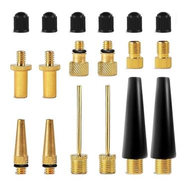 Imagem de Adaptador de válvula de bicicleta, adaptadores de bomba de bicicleta de latão 18 peças, agulha de bomba de bola, adaptador de inflador de bocal de brinquedos infláveis de balão, acessórios de bomba de