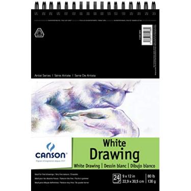 Imagem de Canson Papel de desenho da série artista, bloco de arame, 23 x 30 cm, 24 folhas (130 g) - papel de artista para adultos e estudantes - carvão, lápis de cor, tinta, pastel, marcador