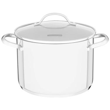 Imagem de Caldeirão Tramontina Una 20 cm 4,6 L em Aço Inox com Fundo Triplo e Tampa de Vidro 6228...