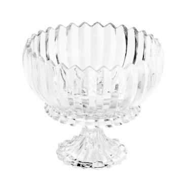 Imagem de Centro de Mesa Decorativo de Cristal C/Pé Geneva Transparente 24x20cm Wolff