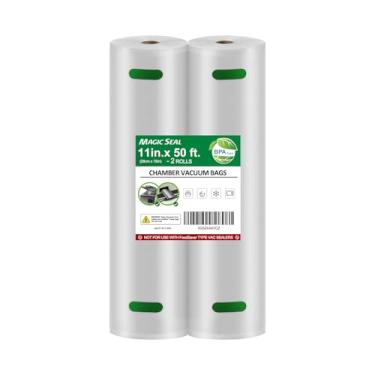 Imagem de MAGIC SEAL Rolos seladores a vácuo de câmara de 28 x 127 m – 2 pacotes de sacos de armazenamento de alimentos para máquina de câmara para preparação de refeições e Sous Vide, sem BPA, não texturizados