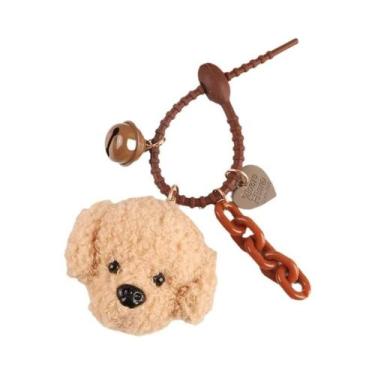 Imagem de Boneca poodle sino amor acessórios bonito cachorro de pelúcia cola mac