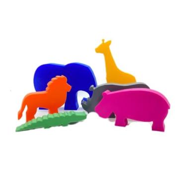 Imagem de Miniaturas Animais do Safari Em PLA Sustentável Conjunto Educativo Com Seis Peças e Embalagem Compacta